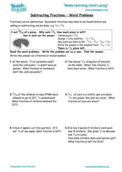 Word Problems with Fractions Adding and Subtracting PDF 的图像结果