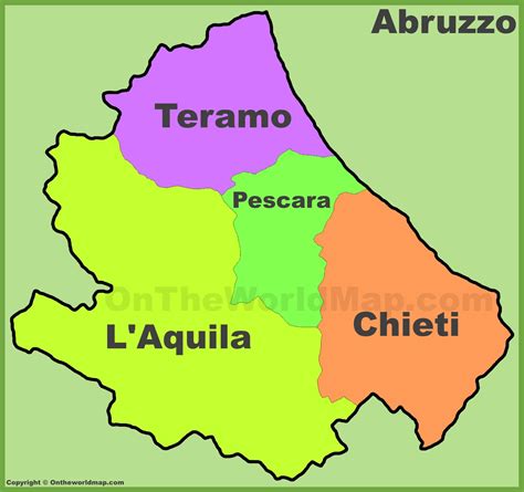 Abruzzo provinces map - Ontheworldmap.com