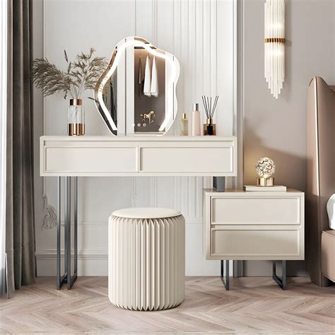 Contemporary Makeup Vanity Set 4 Drawer Vanity Dressing Table - Grey 31 ...