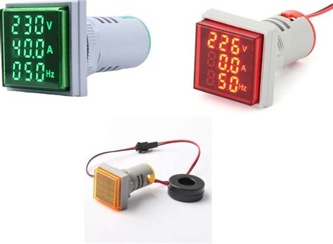 electrolight RED, YELLOW, GREEN AC 60-500V 0-100A 20-75Hz LED Digital ...