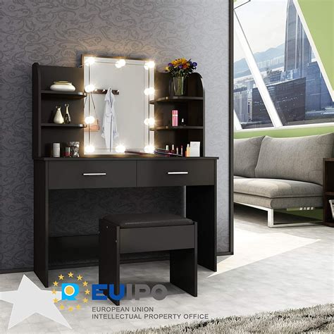 Buy UNDRANDED Dressing Table Set with LED Lights, Mirror, 2 Drawers, 6 ...