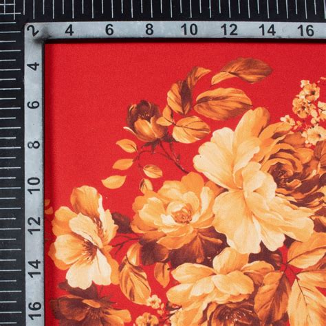 Vermilion Red And Salmon Orange Floral Pattern Digital Print Ultra Pre ...