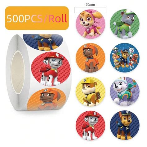 Paw Patrol 500Pcs/Roll PAW Patrol Sticker Roll - Cartoon Dog Stickers ...