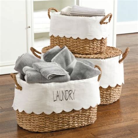 BW Nesting Storage Baskets with Natural Bac Bac Leaves & Cotton Liners