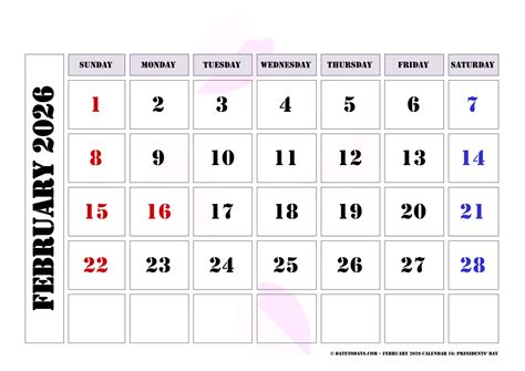 February 2026 Calendar with US Holidays - Printable PDF's