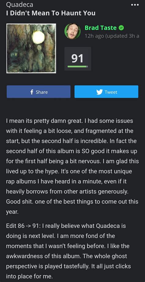 Brad taste in music UPDATED IDMTHY review : r/Quadeca