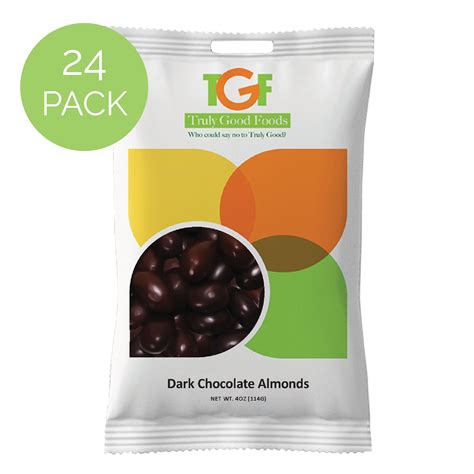 Dark Chocolate Almonds – 24 pack, 4oz snack bags – Truly Good Foods