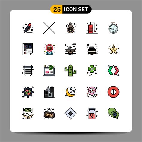 Stock Vector Icon Pack of 25 Line Signs and Symbols for location compass pollution browse travel ...