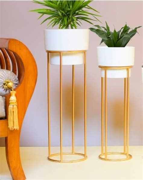 neumark impex Modern Plant Stand with Tall Metal Stand, Decorative ...