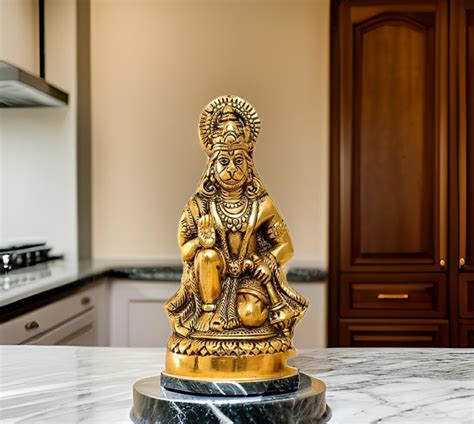 Buy Metal Gold Plated Ramayani Hanuman Idols Brass Murti Home/Office ...