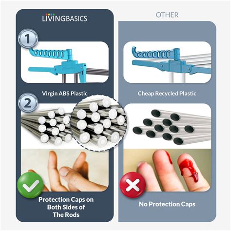 LivingBasics Stainless Steel Double Pole Foldable Clothes Drying Stand ...