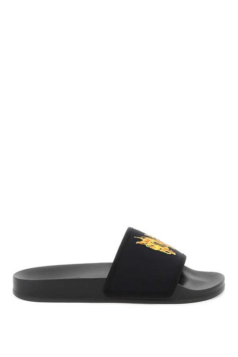 PALM ANGELS burning monogram slides Black Palm Angels