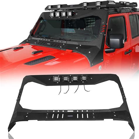 Hooke Road Madmax Visor Cowl Body Armor Windshield Frame Cover w/ 4 LED ...