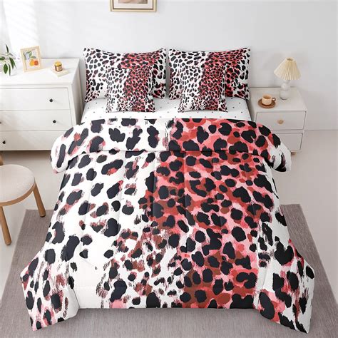 Erosebridal Modern Cheetah Print Bedding Queen Size, Chic Geometry Bed ...