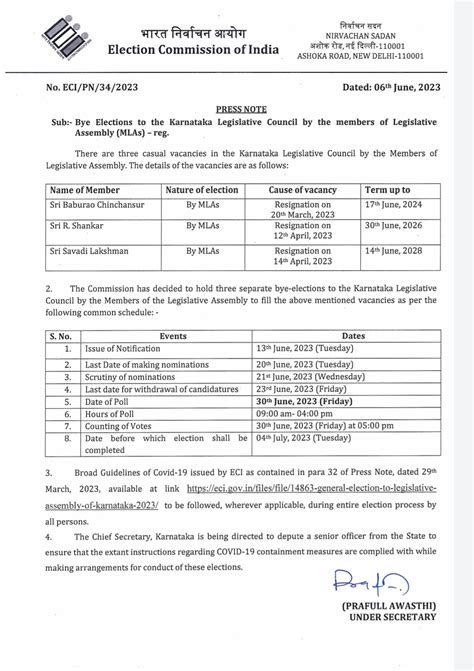 Bye Elections to the Karnataka Legislative Council by the members of ...