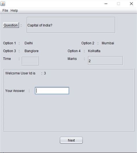 Online Quiz Project Using Java 的图像结果