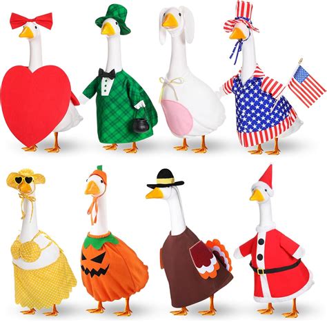 Amazon.com: FuWeave 8 Set Holiday Porch Goose Outfits Valentine's Day ...