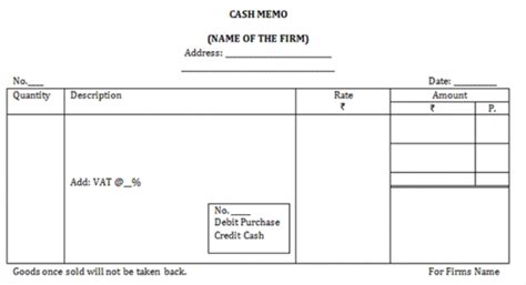 Explain cash memo in accounting terms and prepare a specimen of it ...