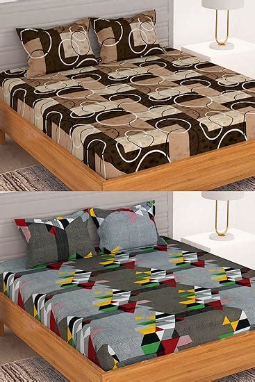 BEDSPUN Bedsheet for Double Bed Set of 2 Microfiber Bedsheet with 4 ...