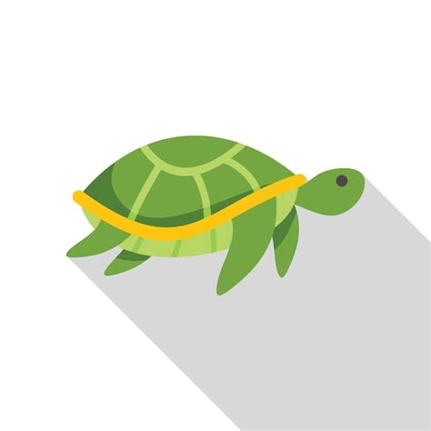 Premium Vector | Green turtle walking with long shadow