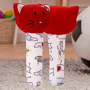 Pikipo Kitty Face Rattle Soft Toy with Squeeze Handle for Squeaky Sound ...