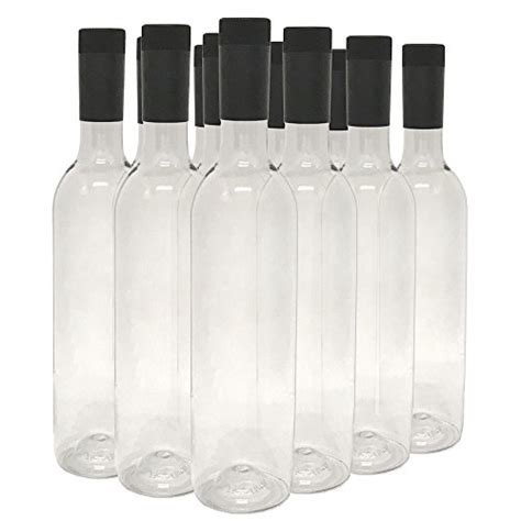 Clear : Plastic Wine Bottles & Screw Caps, Clear, 750ml - Pack of 12 ...