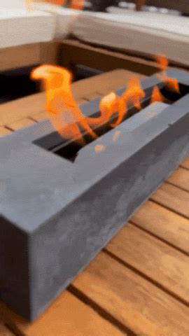 Rectangular Concrete Bio-Ethanol Tabletop Fireplace Indoor and Outdoor ...