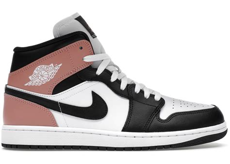JORDAN 1 MID WHITE RUST PINK BLACK MEN'S