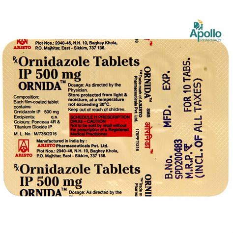 Ornida Tablet 10's Price, Uses, Side Effects, Composition - Apollo Pharmacy