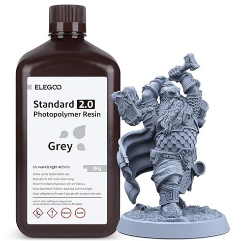 ELEGOO Standard Photopolymer 2.0 Resin Grey Colour 2 Kg: Achieve High ...