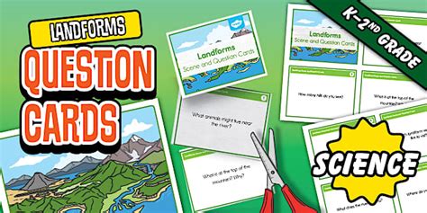 Landforms Scene and Question Cards I Social Studies - Twinkl