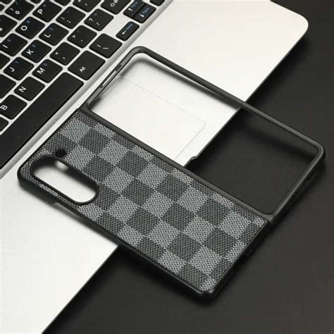 Samsung Galaxy Z Fold 5 Check Pattern Leather Back Case-Black – elefcases