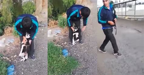 VIDEO: Lo obligan a rescatar a perro que lanzó amarrado a un río en ...