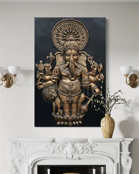 Buy Drishti Ganesha 3D Relief Mural Wall Art Online - Artociti