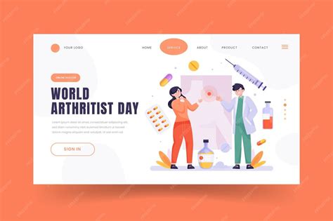 Flat world arthritis day landing page template | Free Vector
