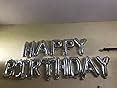 TRISHRA Happy Birthday Letter Foil Balloon Set of (Silver)+HD Metallic ...