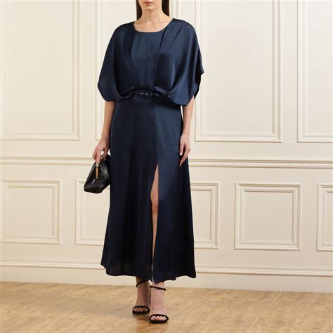 Buy Rinascimento Women Navy Plain Kimono Maxi Dress With Belt for Women ...