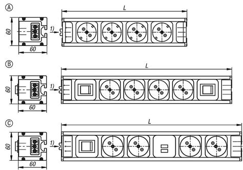 Socket strips in an aluminium housing | norelem