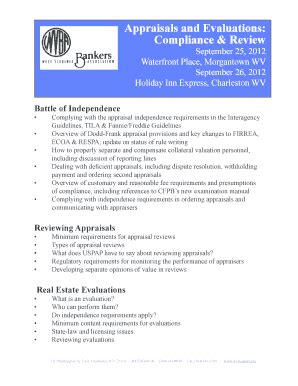 Fillable Online Appraisals and Evaluations Compliance Review Fax Email ...