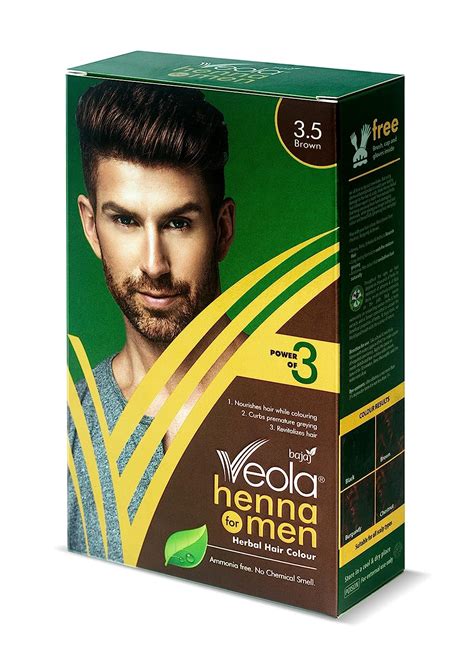 Buy Veola Henna Herbal Hair Color Powder for Men (10g x 6, Brown ...