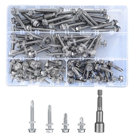 Buy XiaomoyuPack of 101 Stainless Steel Self-Drilling Hex Screws, Wood ...