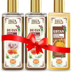 HERBS & AYURVEDA De-Tan & Ubtan Herbal Combo pack of 3 Face Wash ...