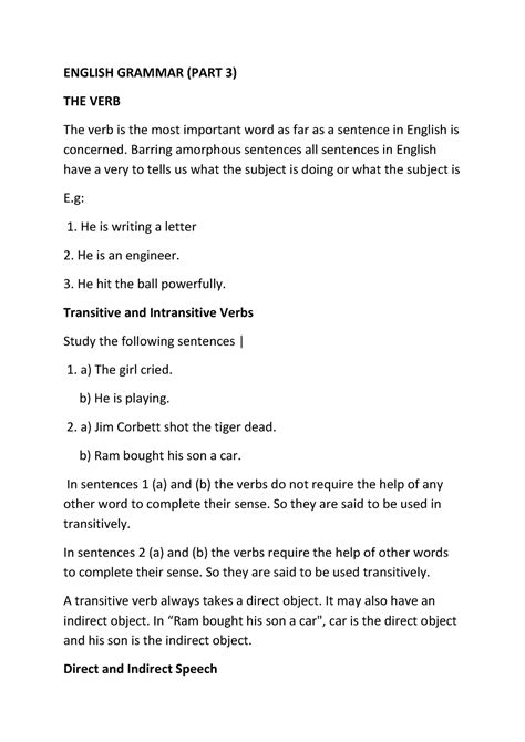 English Grammar PART 3 - ENGLISH GRAMMAR (PART 3) THE VERB The verb is ...