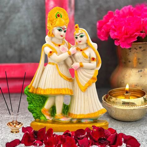 Buy Templeshop - Radha Krishna Idol H 6.5 X L 4 X W 2 Inches Marble ...