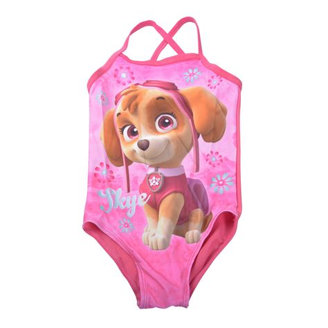 Buy Paw Patrol Skye Girls Swimsuit Pink One Piece Swimming Costume (4-5 ...