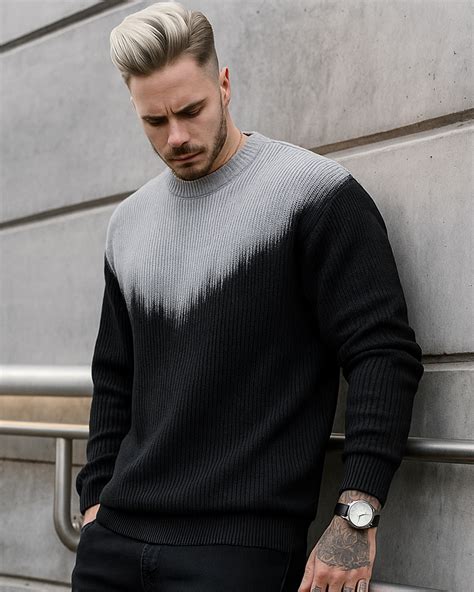 Buy Men's Jet Black Ombre Oversized Sweater Online at Bewakoof