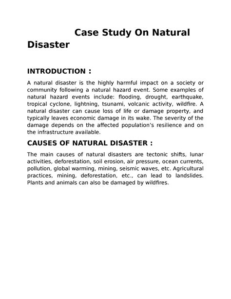 Activity 2 Nature disaster report - Case Study On Natural Disaster ...