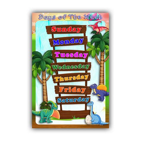 Xpresssion Decor Days of Week Educational Poster muiticolour 12x18 ...