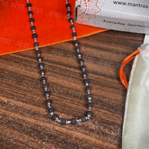 Karungali Malai Silver Plated Cap Necklace - Certified – Mantraa