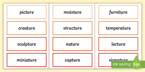 'ture' Word Cards - Twinkl - English - KS2